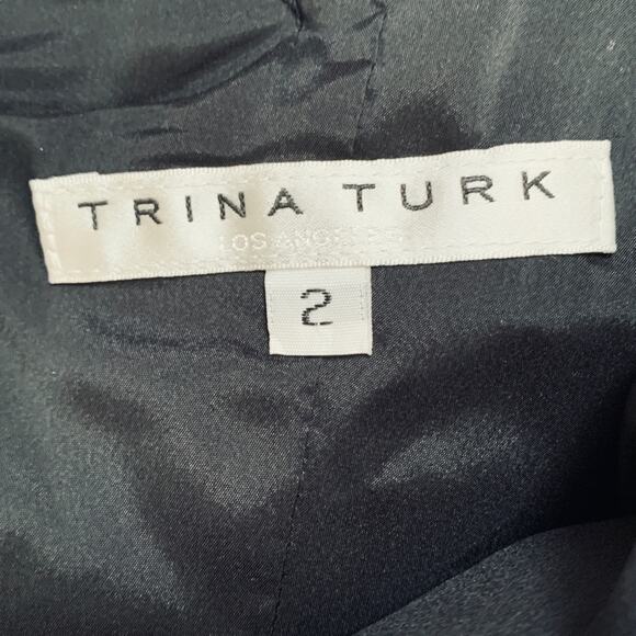 Trina Turk Dress Black One Shoulder Ruffled Neckline Maxi Cocktail Dress Size 2 - Picture 2 of 16